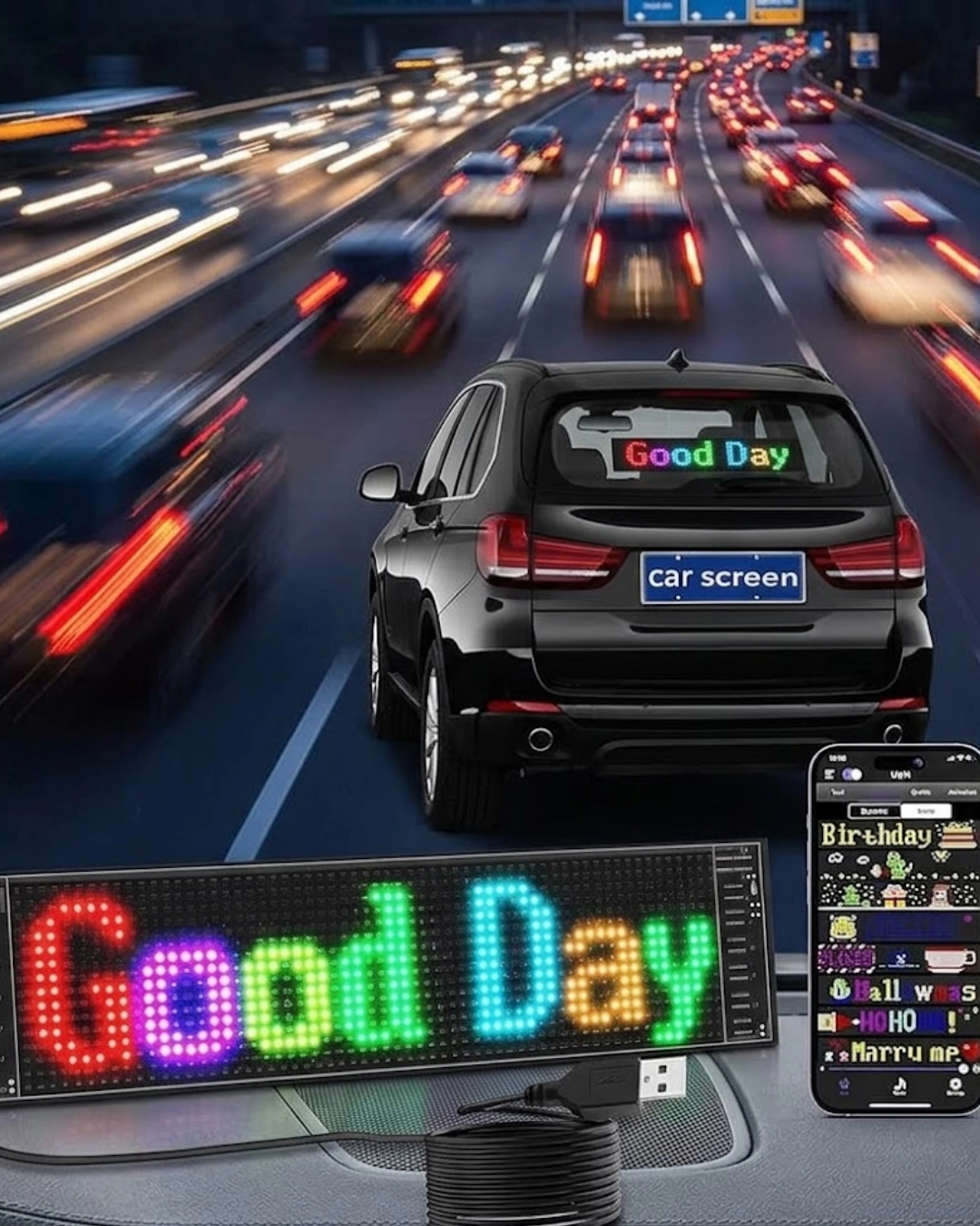 RGB LED Yazı Paneli Telefon Kontrollü Kayan Yazı Animasyonlu Ekran 1 RGB LED Yazı Paneli Telefon Kontrollü Kayan Yazı Animasyonlu Ekran
