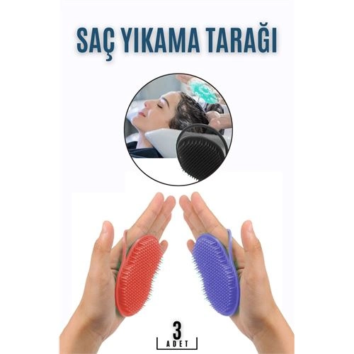 Saç Yıkama Tarağı Avuçiçi 3 LÜ SET Belgiqa Design 718692