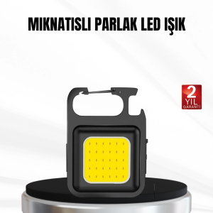 Şarjlı COB LED Anahtarlık Fener – 4 Modlu, Manyetik ve Katlanabilir Standlı