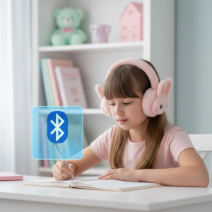 Şarjlı Tavşan Tasarımlı Kablosuz Bluetooth Kulaklık Stereo Ses ve Hafıza Kart Destekli