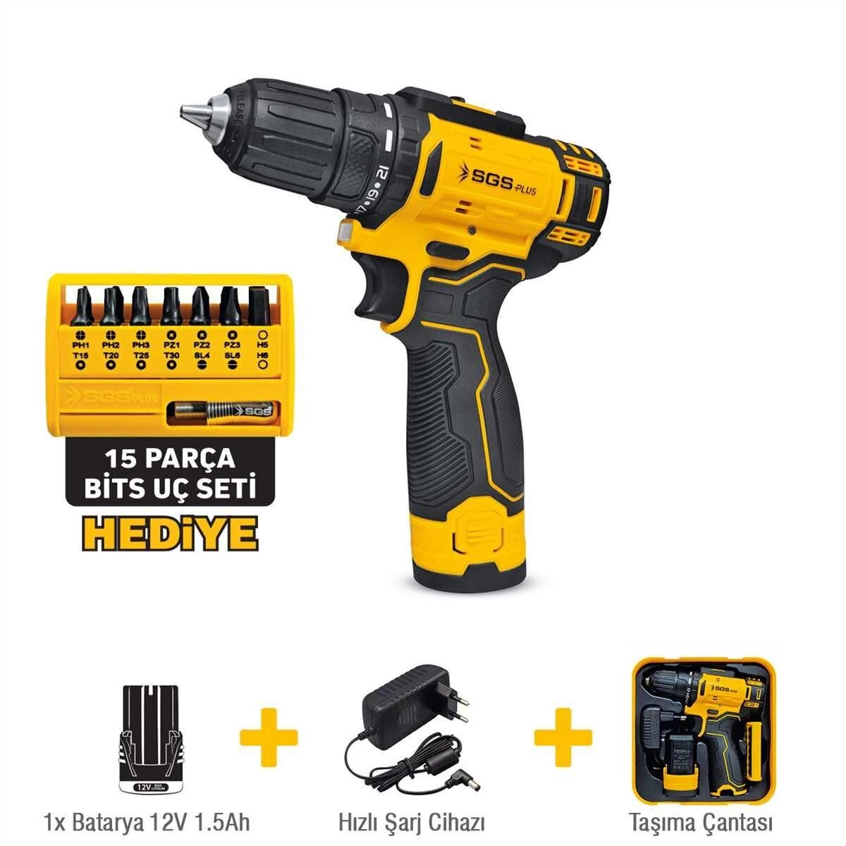 SGS 5147 Akülü Vidalama 12 Volt 1,5 Ah