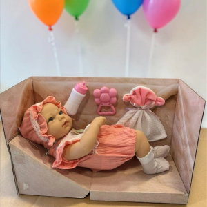 SH59998 40 CM TAM VİNİL BEBEK EMZİKLİ HAVLULU