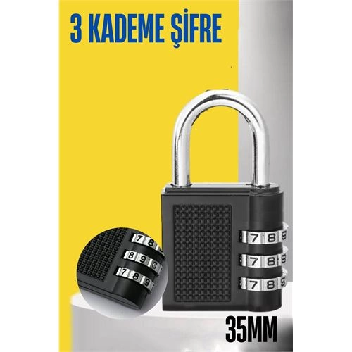 Şifreli Asma Kilit 3 Kademe 35 mm 721590