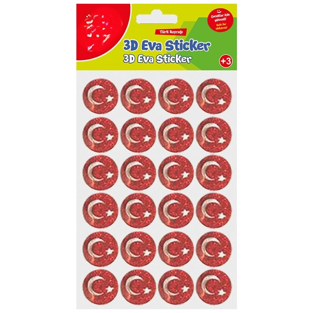 Simli Eva Sticker Ay Ve Yıldız 24'lü Sticker