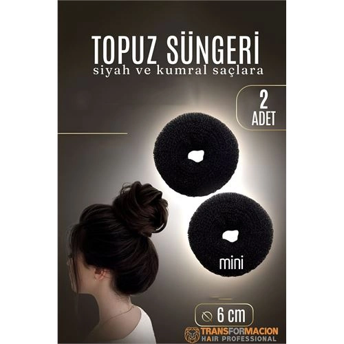 SİYAH Mini Saç Topuz Süngeri  2 ADET 6 CM Çap 2.5 cm Kalınlık 721884