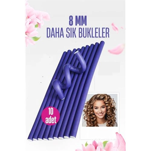 Sosis Latex Bigudi - Isısız Saç Bigudisi - 10 Adet 8 mm 721913