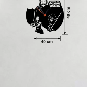 Star Wars Temalı Ahşap Duvar Saati - 40x40 cm Lazer Kesim Dekoratif