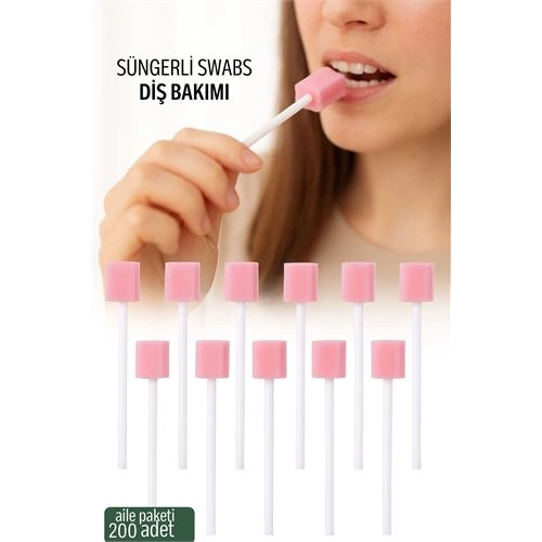 Süngerli Swab - Ağız ve Diş Bakım Çubuğu - 200 Adet Aile Paketi 722089