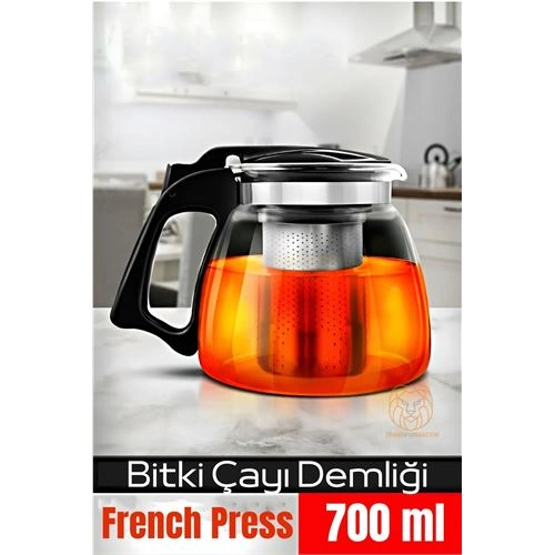 Süzgeçli French Press Cam Demlik 700 Ml Bitki Çayı Demliği 722242
