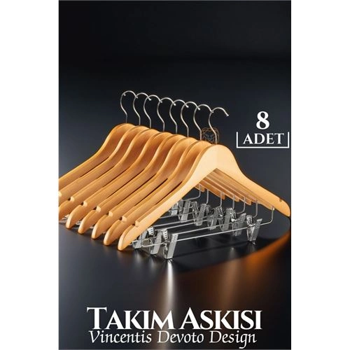 Takım Askısı Ceket Etek Pantolon Kıskaçlı 8 Adet Vincentis Devoto Design 719538