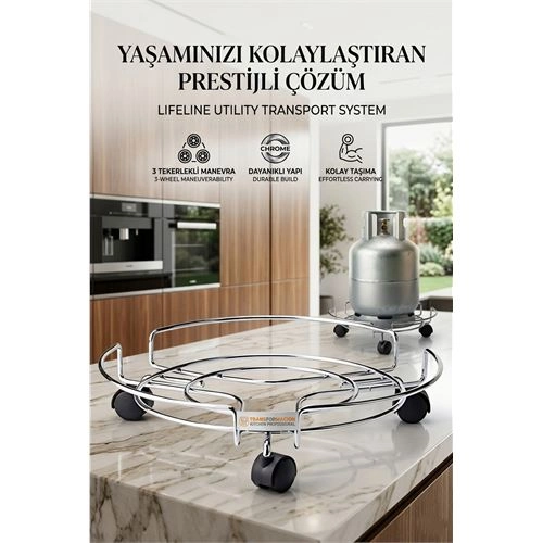 Tekerlekli Saksı Tüp Damacana Altlığı - Taşıyıcı Mutfak Tüpü Taşıyıcı 423534