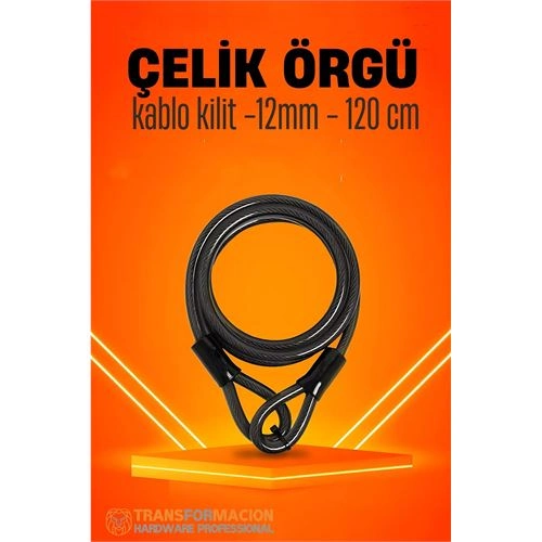 Transformacion Çelik Örgü Kablo Kilit 12mm 120 cm Bisiklet Kilidi Motosiklet Kilidi Eşya Garaj Kilidi 721730