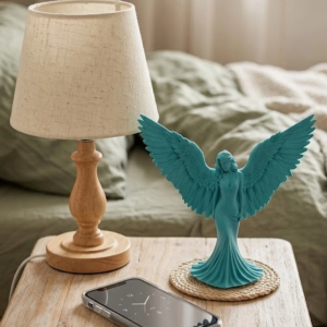Turkuaz Melek Biblo 3D Dekoratif Angel Figür Küçük Boy Ev Aksesuarı