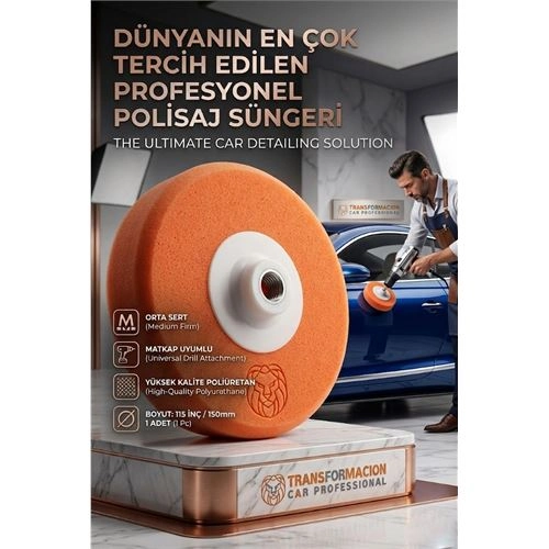 Turuncu Polisaj Süngeri 150mm - Orta Sert Çizik Alıcı Pasta Pedi 723112