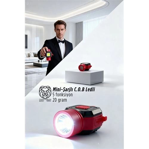 Ultra-Pro 5 Fonksiyonlu 600 Lümen USB-C Şarjlı Mini Led El Feneri & Kamp Lambası 722876
