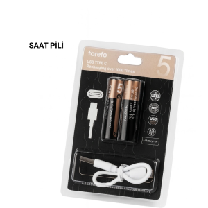 USB Type-C ile Hızlı Şarj Edilebilen AA Lityum Pil