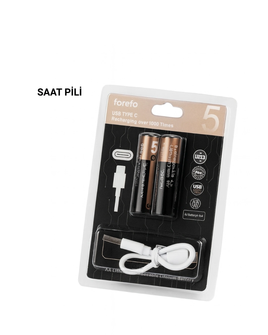 USB Type-C ile Hızlı Şarj Edilebilen AA Lityum Pil 1 USB Type-C ile Hızlı Şarj Edilebilen AA Lityum Pil