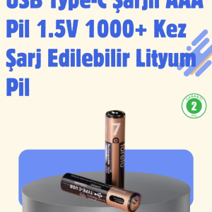 USB Type-C Şarjlı AAA Lityum Pil 1000+ Şarj Döngüsü ile Uzun Ömür