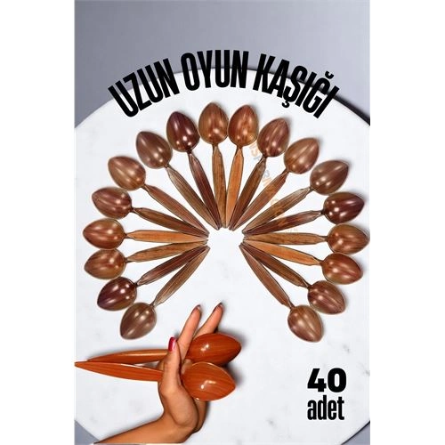 Uzun Oyun Kaşığı Halk Oyunu Kaşığı - Kına Kaşığı Uzun Saplı Zeybek Oyun Kaşığı 40 ADET 721656