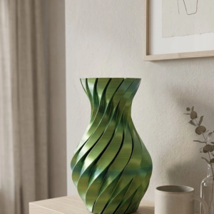 Yeşil Spiral 3D Baskı Vazo Estetik Modern Ev Ofis Dekoru