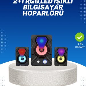 RGB Işıklı USB Hoparlör Seti 9W Çıkış Gücü Derin Bas