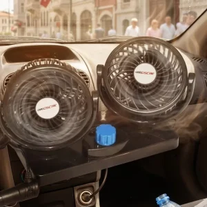 12V Araç İçi Vantilatör Çift Modlu Döner Başlıklı Oto Fan