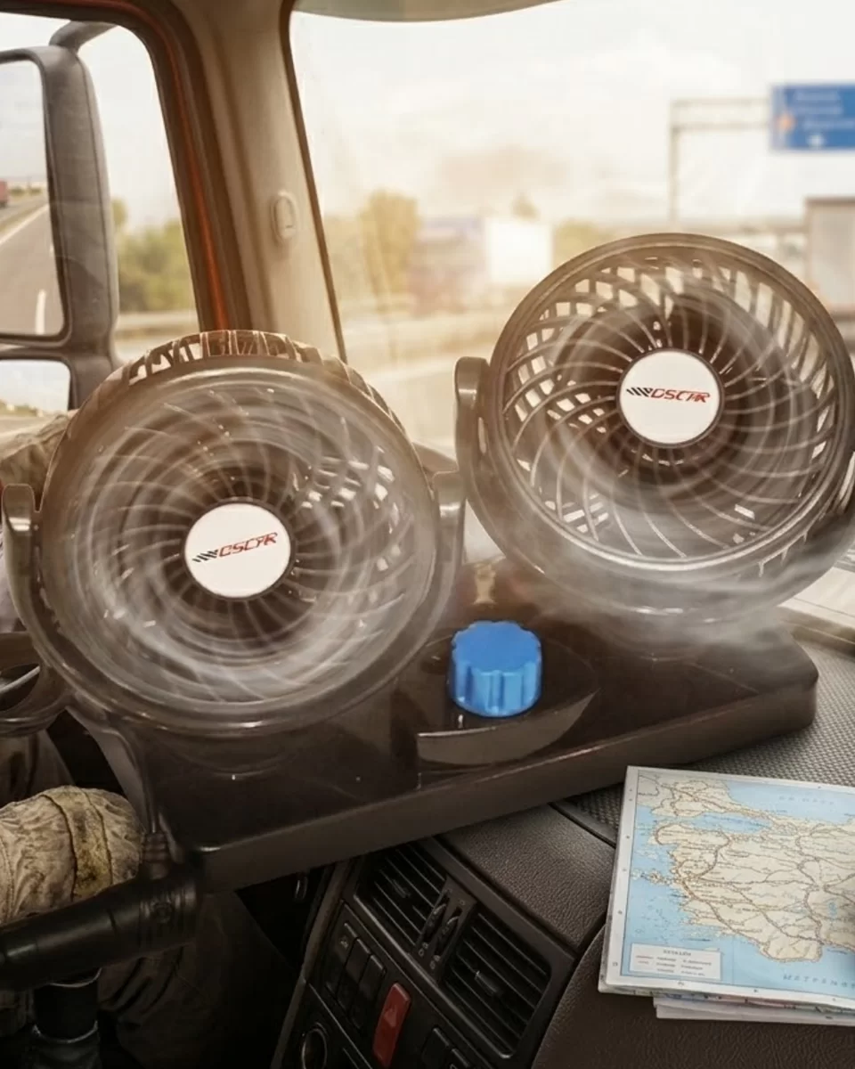 12V Oto Fan Çakmaklık Girişli Ayarlanabilir Başlıklı Araç Vantilatörü