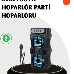 Bluetooth Bağlantılı Taşınabilir Hoparlör – LED Işıklı FM Radyolu Mikrofon Girişli