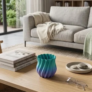 3D Kıvrımlı Mavi Vazo Modern Dekoratif Şık Ev Aksesuarı