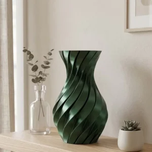 3D Spiral Yeşil Vazo Modern Tasarım Dekoratif Ev ve Ofis Aksesuarı