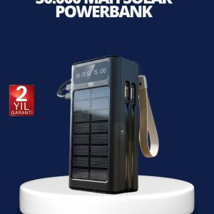 Güneş Panelli Powerbank LED Işıklı Taşınabilir Şarj Cihazı