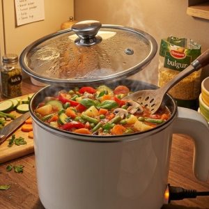 Mini Elektrikli Yemek Pişirici 1 Litre Buharlı Pişirme Tepsili Mutfak Tenceresi