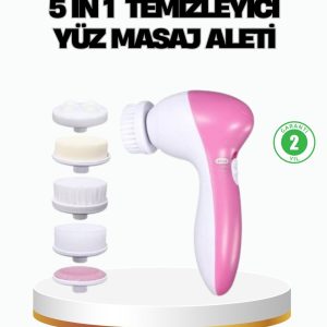 5’i 1 Arada Yüz Temizleme Cihazı – Masaj Fırça Peeling ve Krem Uygulama Aparatlı