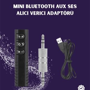 Bluetooth AUX Adaptör | 3.5mm Ses Girişi İçin Kablosuz Dönüştürücü 10m Menzil