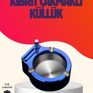 Yuvarlak Metal Küllük Çakmak Entegreli Dayanıklı Yapı