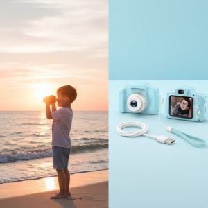 Mavi Taşınabilir Mini Kamera HD Video Fotoğraf Çekimli USB Şarjlı Hafıza Kart Destekli