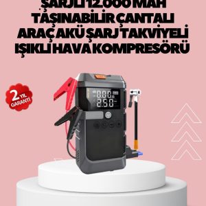 Araç İçin 4 Fonksiyonlu Akü Takviye ve Lastik Şişirme Cihazı