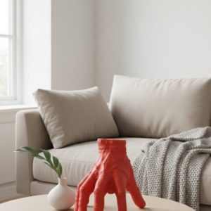3D Kırmızı El Dekor 17x16 cm Gotik ve Modern Tasarım Obje