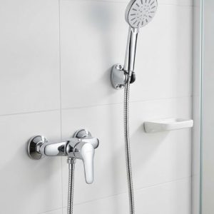 4 Fonksiyonlu Krem El Duşu Seti Spiral Hortum ve Duş Askısı