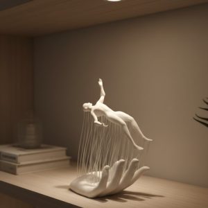 3D El Üzerinde İnsan Figürü Beyaz Minimal Masa Üstü Dekor