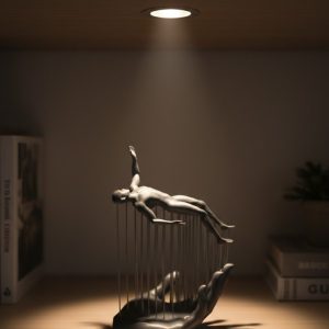 3D El Üzerinde İnsan Figürü Gri Minimal Masa Üstü Dekor
