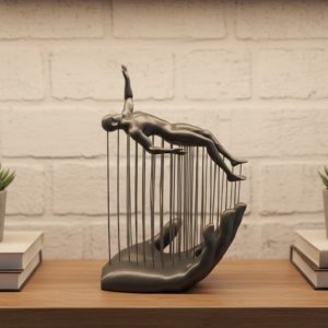 3D El Formlu İnsan Figürü Gri Soyut Tasarım Dekoratif Biblo