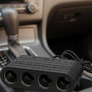 4 Çakmak Girişli Araç Çoklayıcı Type C ve USB Destekli Güvenli Güç Dağıtıcı