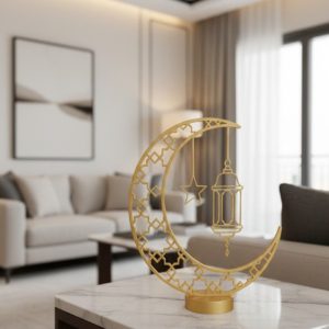 3D Hilal Cami Dekor Özel Baskı 20x20 cm Şık Masa Üstü