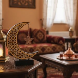 3D Hilal Yıldız Süs 23x23 cm Ev ve Ofis İçin Şık Aksesuar