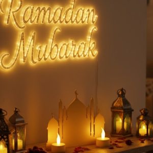 3D Cami Siluet Dekor 2 Pilli Mum Dahil Ramazan Masa Üstü
