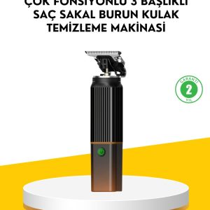 3’ü 1 Arada Şarjlı Erkek Bakım Seti – Saç Sakal ve Burun Tüyü Kesme Makinesi