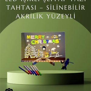 Şık ve Modern LED Pano – Neon Işıklı Silinebilir Akrilik Yazı Tahtası 7 Renkli Kalem Dahil