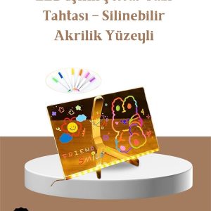 LED Aydınlatmalı Şeffaf Mesaj Tahtası – 30x20 cm Neon Etkili Yazılar İçin Tasarlandı