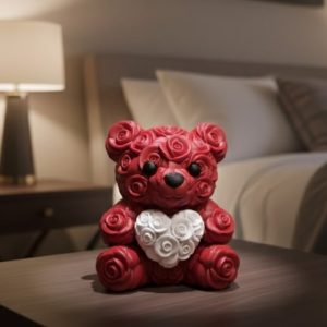 10cm 3D Özel Baskı Kalpli Ayıcık Romantik Hediye Objesi